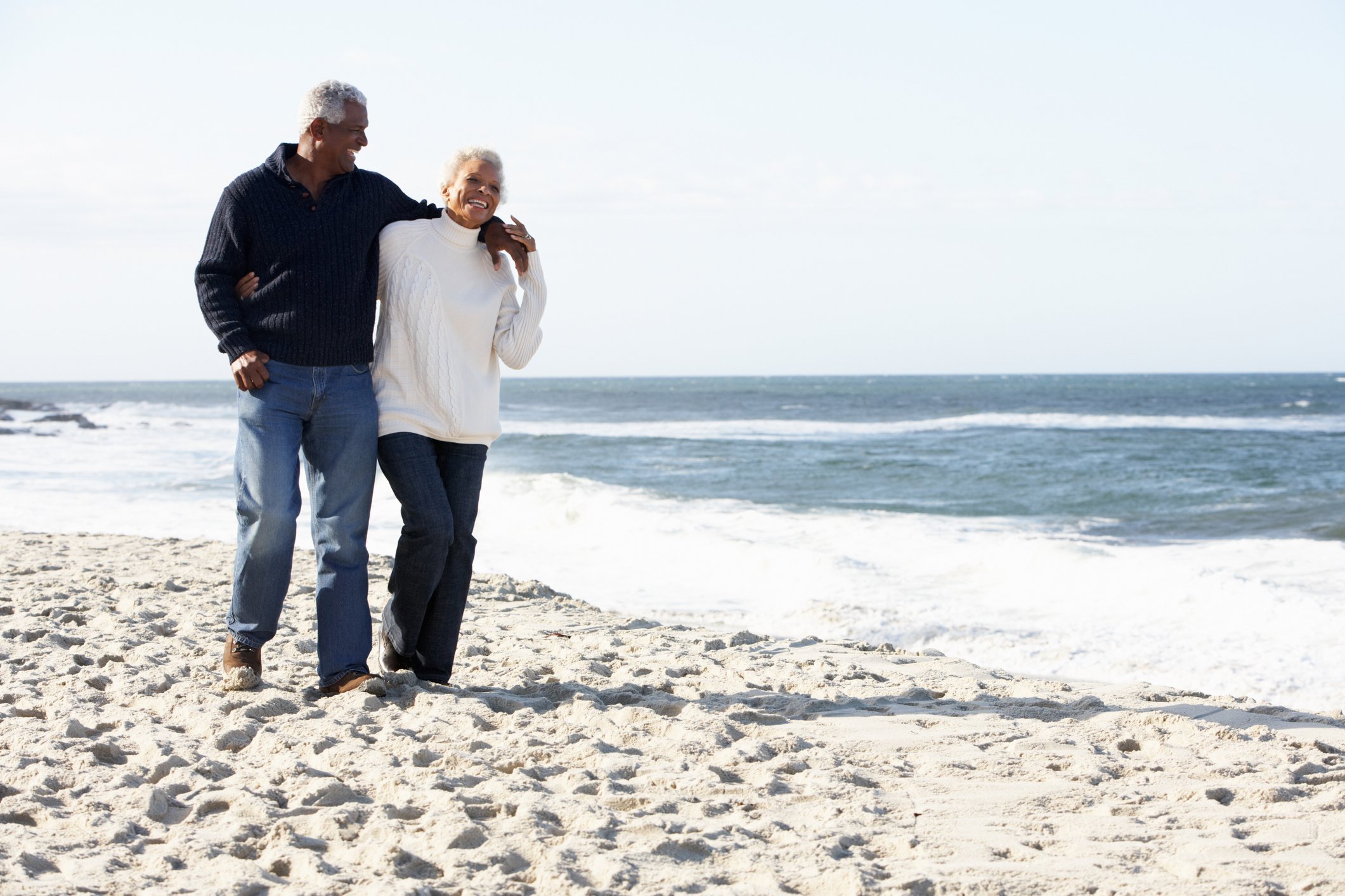 Happy retired couple on the shores of California