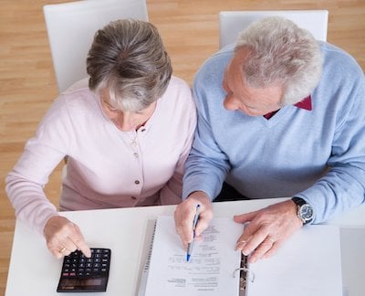 Senior couple doing finances